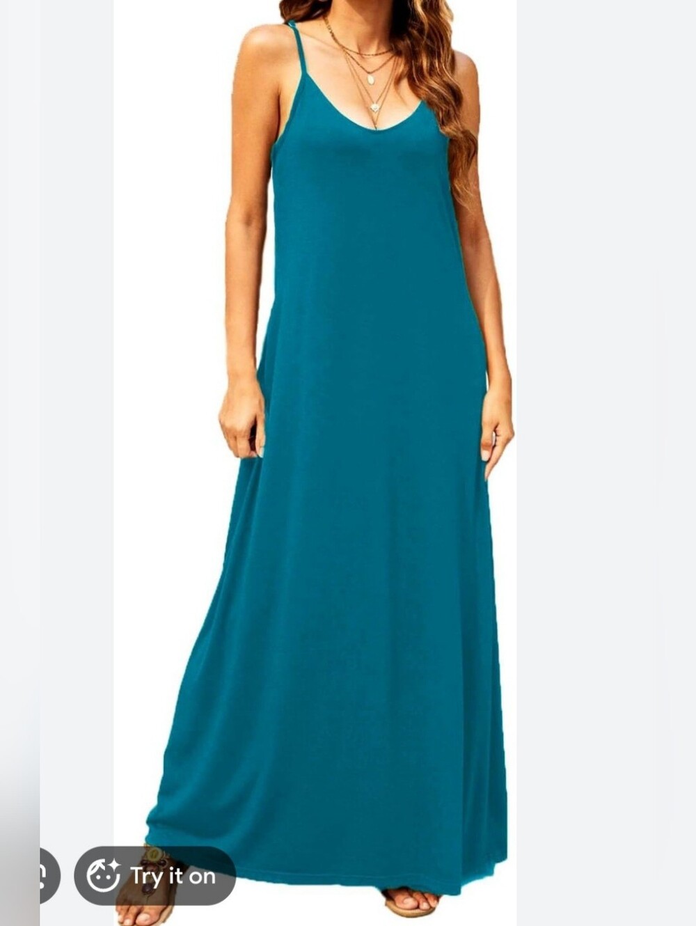 Blue Maxi Dress With Pockets And Scarf